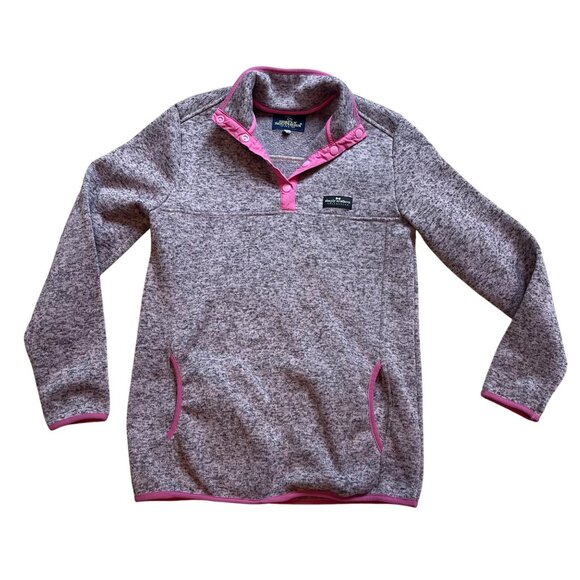 Simply Southern Heathered Gray Pink Pullover Sweatshirt Womens Size Medium Snap - Picture 1 of 10